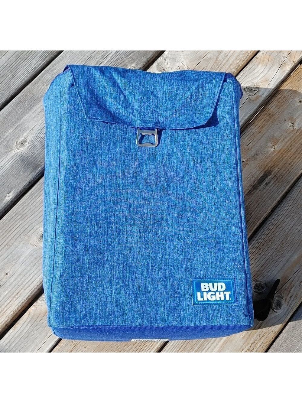LARGE BUD LIGHT Cooler Backpack Denim Look Bottle Opener